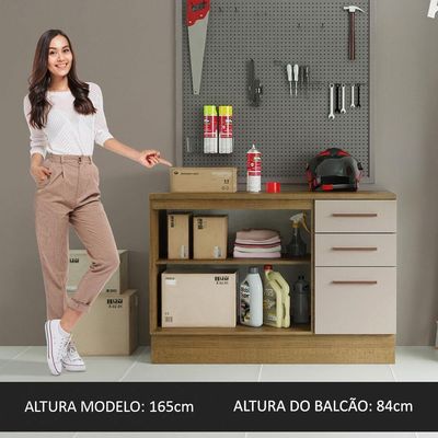 Balcão Multiuso 120cm 2 Portas 3 Gavetas Rustic