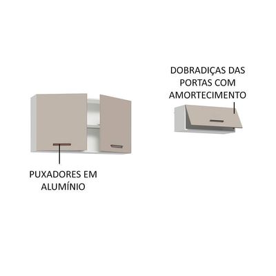Kit 2 Armários Aéreos Multiuso 3 Portas Branco/Crema