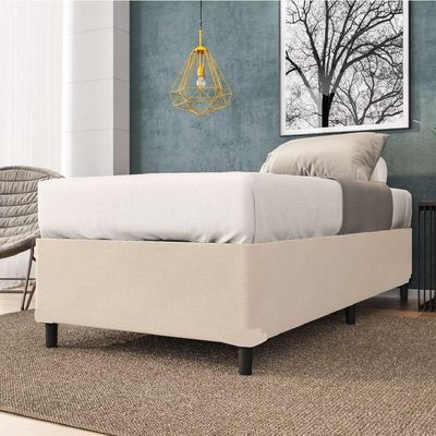 Base Cama Box Solteiro 88x188x38cm Bege Suede Veludo Prince Bege