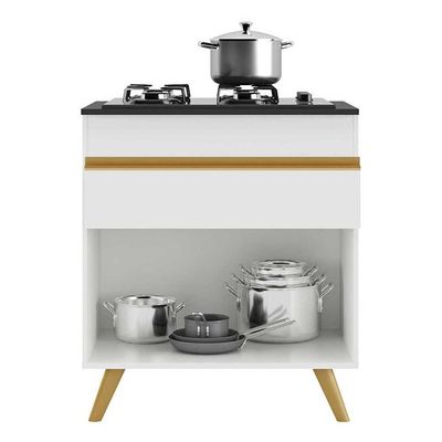 Balcão De Cozinha Para Cooktop 70Cm 1 Porta 1 Gaveta Branco