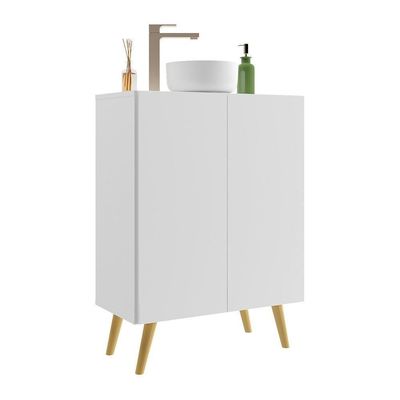 Gabinete De Banheiro 63Cm 2 Portas Fg5006 Branco/natural