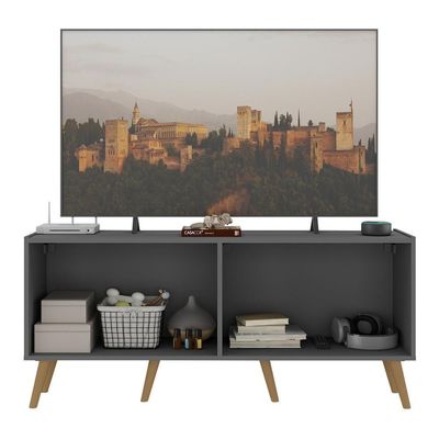 Rack Retrô Para Tv Até 50 Polegadas  Mp1071 Grafite natural
