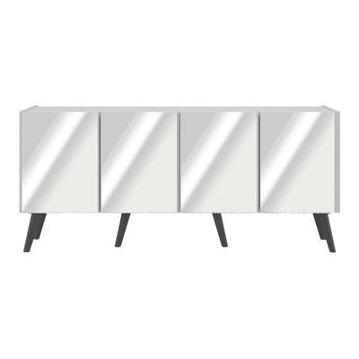 Rack Tv Até 50 Polegadas Retrô  Espelhos Mp1082 Branco preto