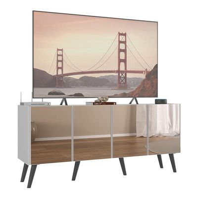 Rack Tv Até 50 Polegadas Retrô  Espelhos Mp1082 Branco preto