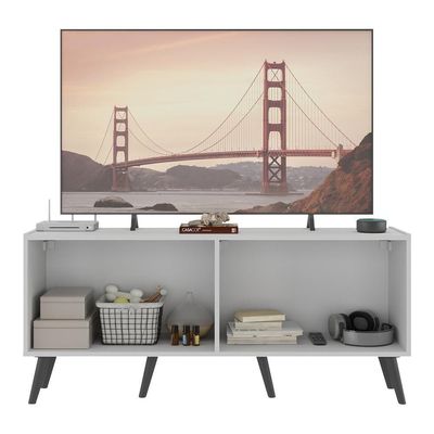 Rack Tv Até 50 Polegadas Retrô  Espelhos Mp1082 Branco preto