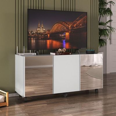 Rack Tv Até 32 Polegadas Com Rodízios E Espelhos Mp1076 Branco Branco