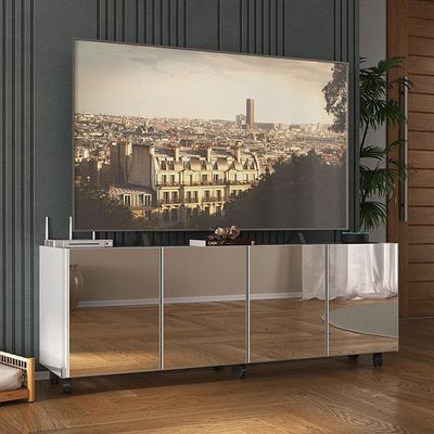 Rack Tv Até 50 Polegadas Com Rodízios E Espelhos Mp1080 Branco Branco