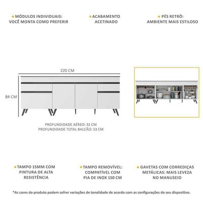 Kit 2 Balcões Gabinete Mp2073.964 Branco