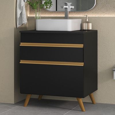 Gabinete De Banheiro Retrô 70 Cm Fg5024 Preto