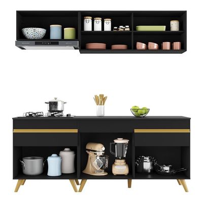 Cozinha Compacta Multimóveis Veneza Gb Fg3707 Preta