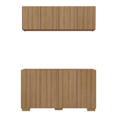 Conjunto Cantinho Do Café Armário E Aparador 4 Portas Multimóveis Mp1085 Rustic/natural