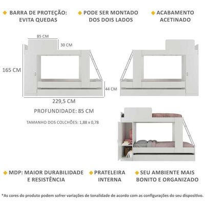 Treliche Com Colchão Incluso E Barra De Proteção Multimóveis Fg329 Branco