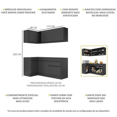 Armário De Cozinha Compacta De Canto Mp2092.895 Preto