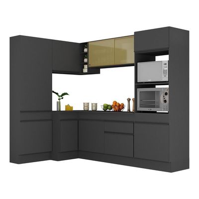 Armário De Cozinha Completa De Canto Preto