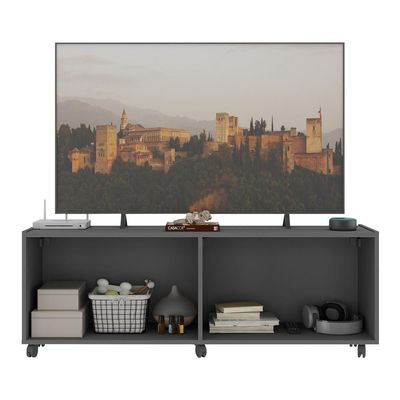 Rack Para Tv Até 50 Polegadas Com E Rodízios Mp1069 Grafite Grafite