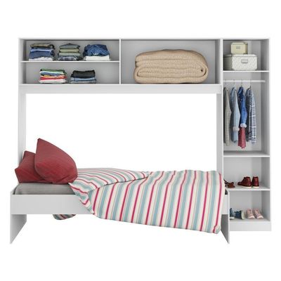 Cama Solteiro Com Colchão Incluso 88 X 188 Cm E Guarda-roupas/roupeiro Multimóveis Branca