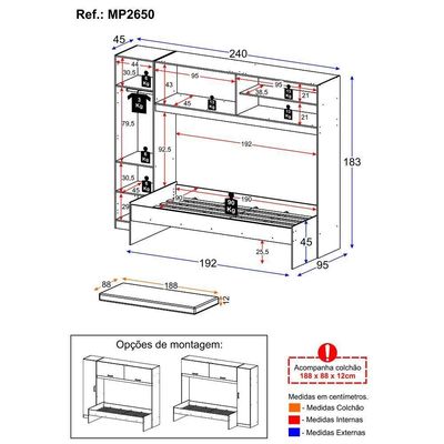 Cama Solteiro Com Colchão Incluso 88 X 188 Cm E Guarda-roupas/roupeiro Multimóveis Branca