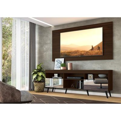 Rack com Painel TV até 65" Espelho e Pés Retrô Multimóveis