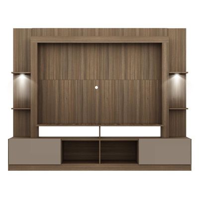 Rack Estante Tv 65´´ Leds Madeirado/Laca Fumê