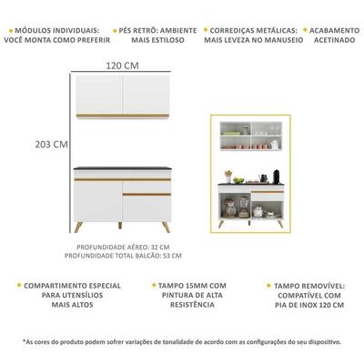 Cozinha Compacta 2 Pç c/ Armário E Balcão Multimóveis Branca