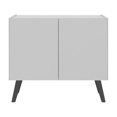 Mesa De Cabeceira Retrô 2 Portas Multimóveis Mp4133 Branca/preta Branco/preto