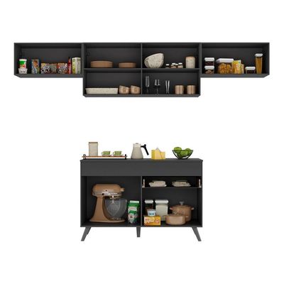 Armário De Cozinha Compacta 4 Peças Mp3697.895 Veneza Preto