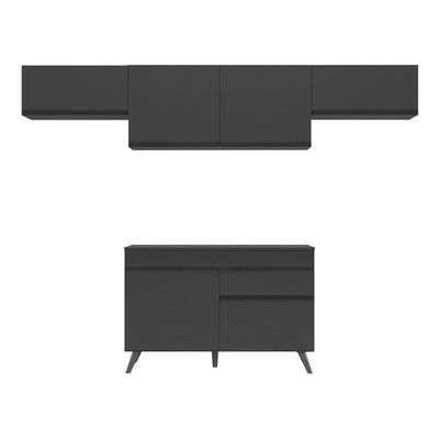 Armário De Cozinha Compacta 4 Peças Mp3697.895 Veneza Preto