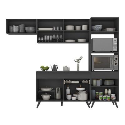 Armário De Cozinha Compacta 4 Peças Mp3690.895 Veneza Preto