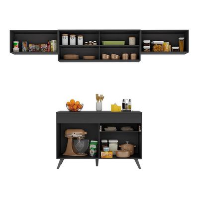 Armário De Cozinha Compacta 4 Peças Mp3698.895 Preto