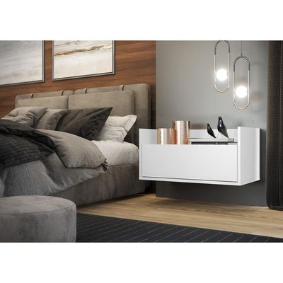 Mesa de Cabeceira 60 Cm Suspensa Multimóveis Branca