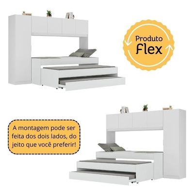 Tricama De Solteiro Com Colchão E Guarda-roupas Dublin Multimóveis Mp4038 Branca