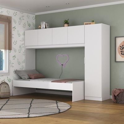 Cama De Solteiro Com Colchão E Guarda Roupa Dublin Multimóveis Mp4035 Branca