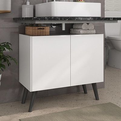 Gabinete Banheiro 62,5cmRetrô Multimóveis Mp5045Branco/preto