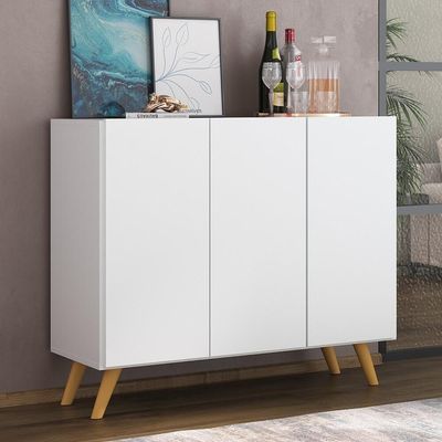 Aparador Buffet 3 Portas Multimóveis V1009 Branco/Natural