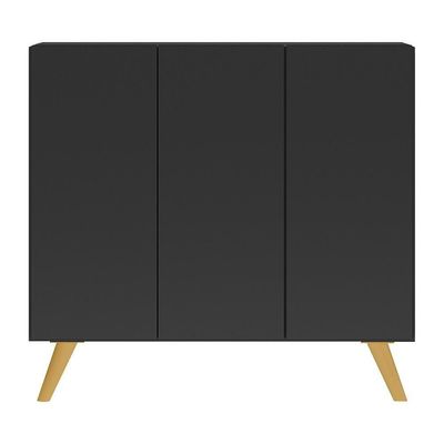 Gabinete Banheiro 3 Portas Retrô 90Cm Mp5030 Preto/Natural