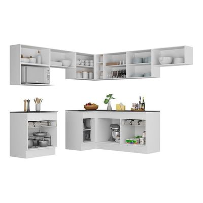 Cozinha Completa De Canto Rodapé Multimóveis Branco/preto