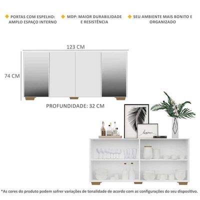 Aparador Buffet 4 Portas Vegas V3563 Branco/Natural