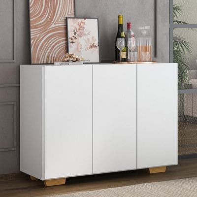 Aparador Buffet 3 Portas Multimóveis V1010 Branco/Natural