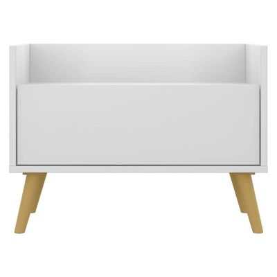 Mesa De Cabeceira 60Cm Retrô Multimóveis V3627 Branca/Natural Branco/Natural