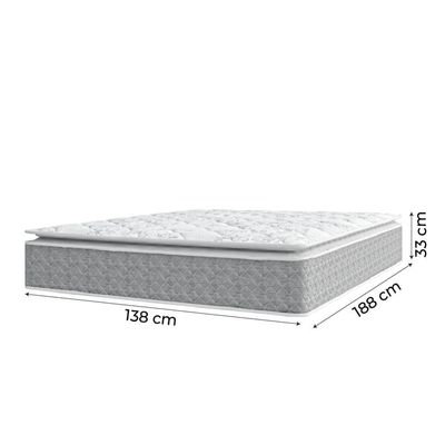 Cama Box Casal Colchão Molas Ensacadas Pillow Top Perfect 138X188X71Cm Cinza/Branco