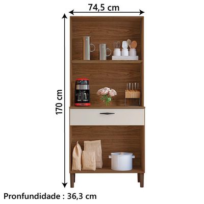 Armário De Cozinha Completa 4 Portas 1 Gaveta Cris Kit's Paraná Nogueira / Nogueira / Off White
