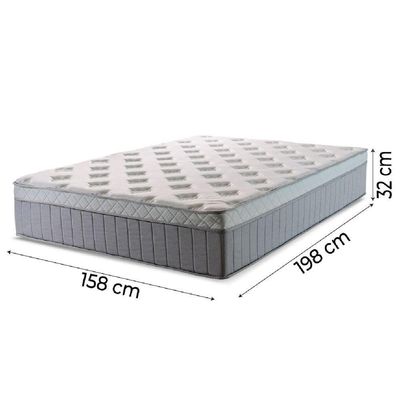 Cama Box Casal Queen Colchão Molas Ensacadas ômega 158x198x70cm Cinza / Branco Hellen