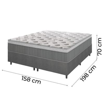 Cama Box Casal Queen Colchão Molas Ensacadas ômega 158x198x70cm Cinza / Branco Hellen