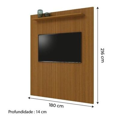 Painel TV Até 75" Ripado Egeo Com Prateleira 1,80m