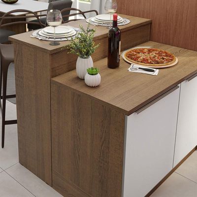 Ilha De Cozinha 120 Cm Rustic/Branco Lux Madesa