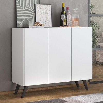 Aparador Buffet 3 Portas Multimóveis V1009 Branco/Preto
