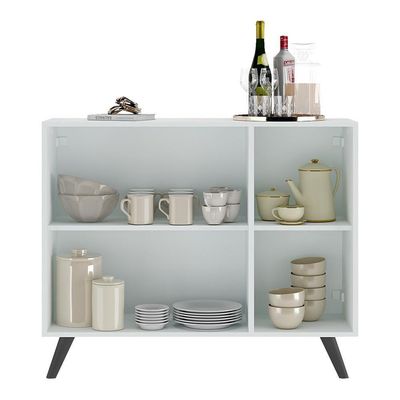 Aparador Buffet 3 Portas Multimóveis V1009 Branco/Preto
