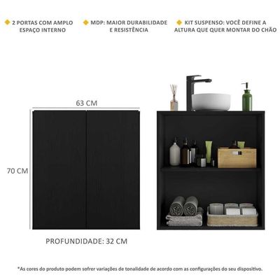 Gabinete Banheiro 2 Portas Suspenso 63Cm Multimóveis V5007