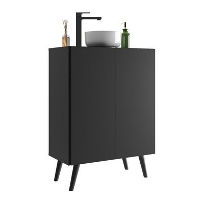 Gabinete Banheiro 2 Portas Retrô 63cm Multimóveis Preto