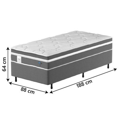Cama Box Colchão Solteiro Molas Ensacadas Euro In Up 88x188x64cm Cinza/branco Probel Cinza / Branco